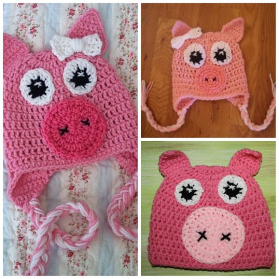 Crochet pig hat