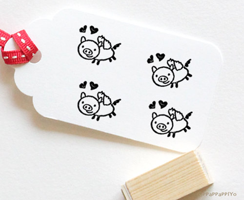 Pig & Love Rubber Stamp. Give as a gift OR use to decorate your gift cards. $1.50 www.etsy.com/shop/ppappappiyo Photo Credit: Ppappappiyo
